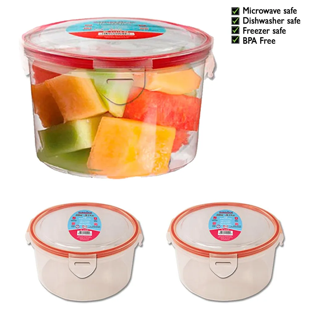3 Plastic Food Storage Containers Microwavable Meal Prep Air Tight Locking Lids