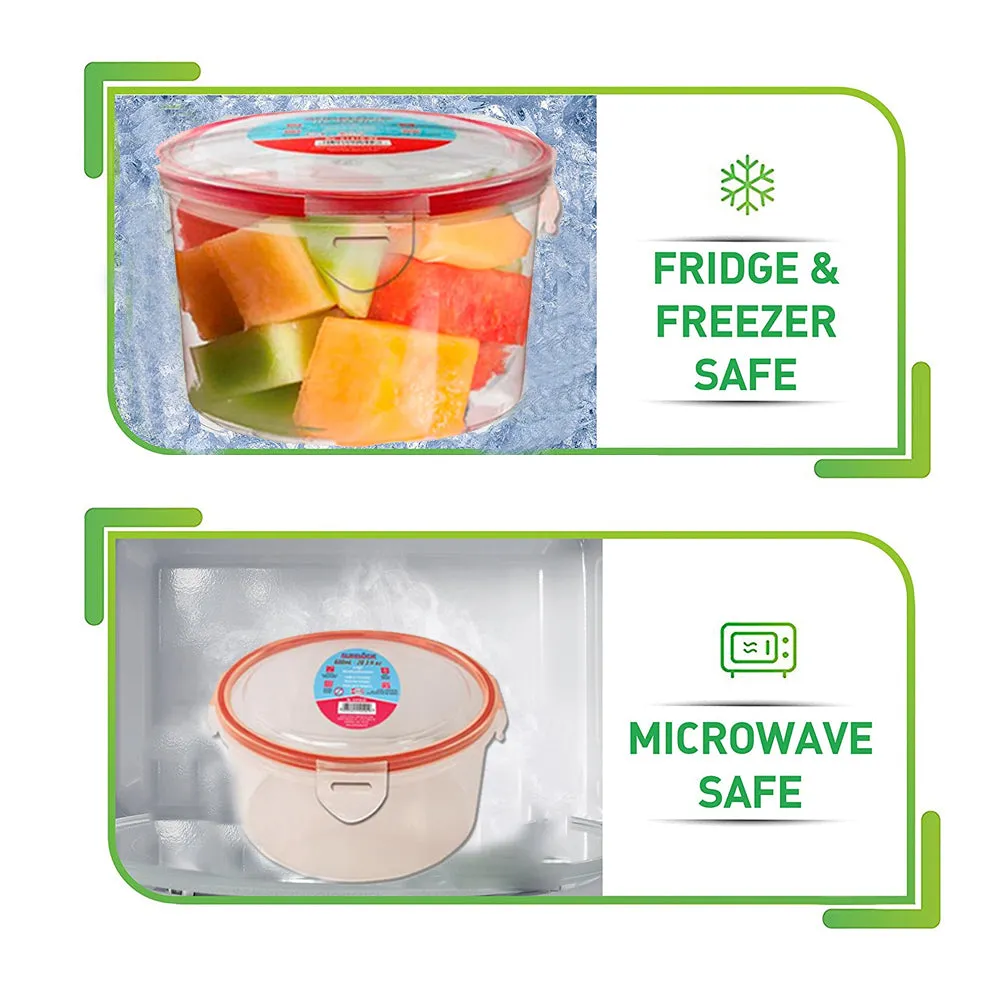 3 Plastic Food Storage Containers Microwavable Meal Prep Air Tight Locking Lids