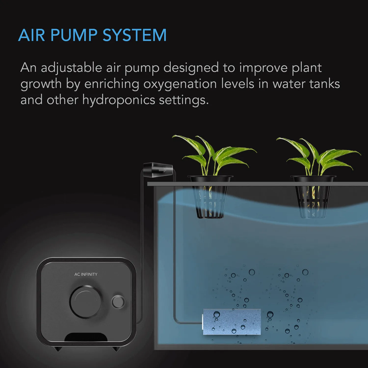 AC Infinity Hydroponics Air Pump, One-Outlet Pumping Kit, 24 GPH (1.5 L/M)