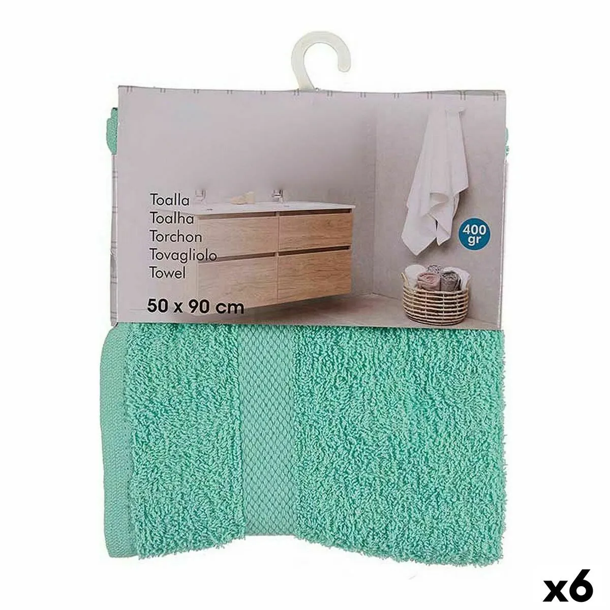 Bath Towel 50 x 90 Cm Turquoise 6 Units