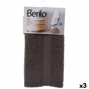 Bath Towel 90 x 150 Cm Grey 3 Units