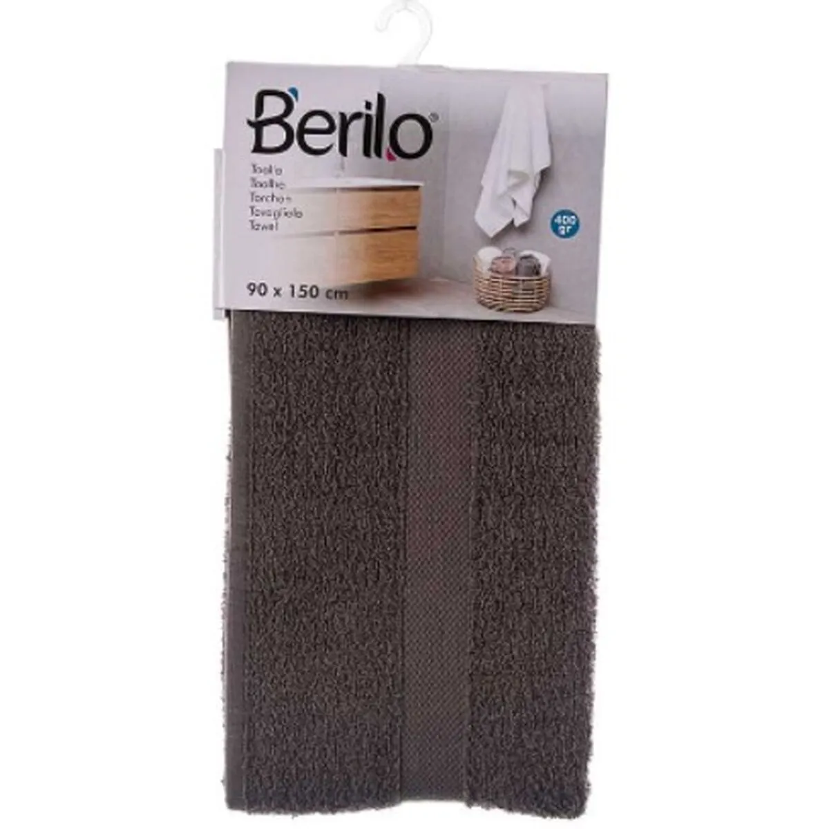 Bath Towel 90 x 150 Cm Grey 3 Units