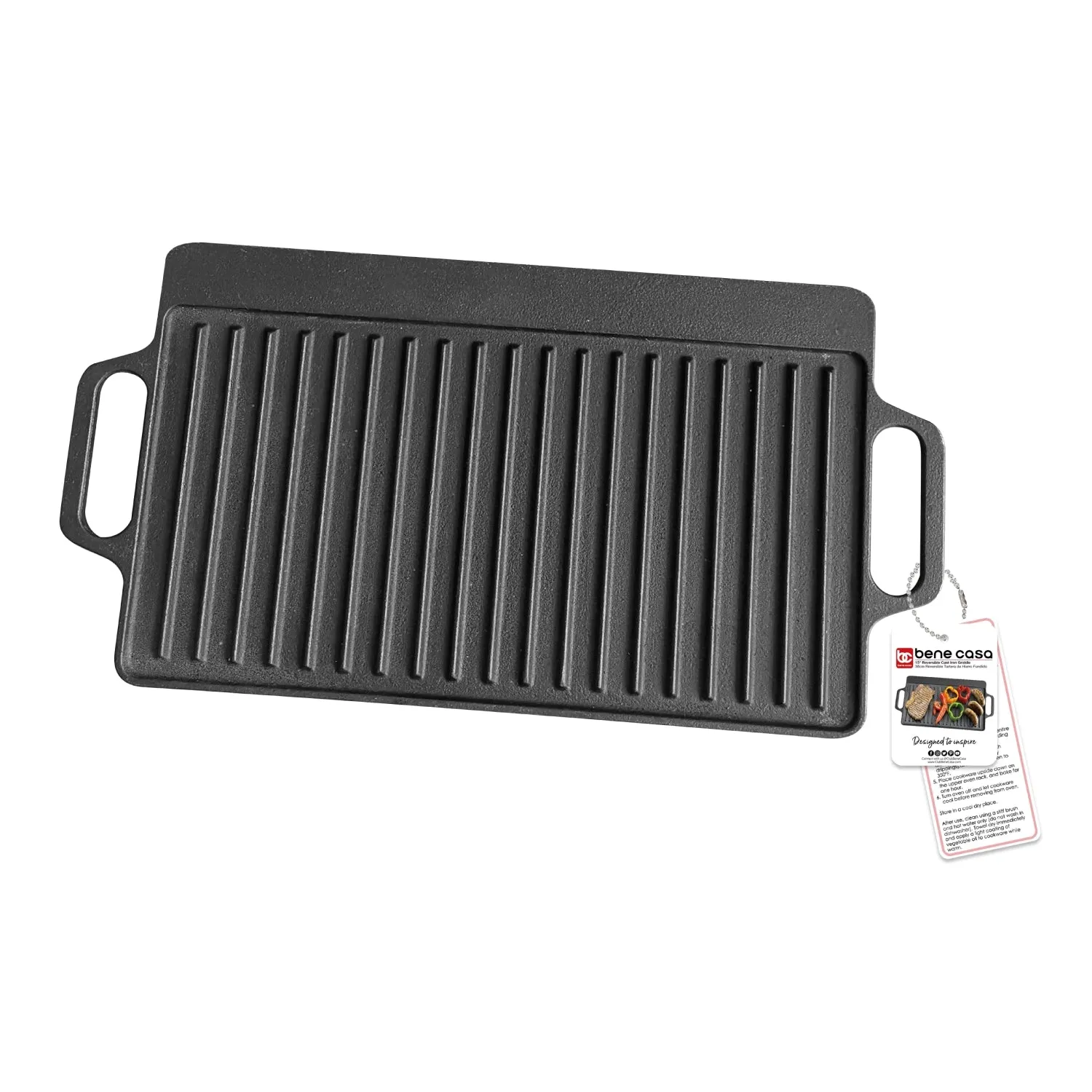 Bene Casa 15-inch reversable, fine-grain cast-iron griddle