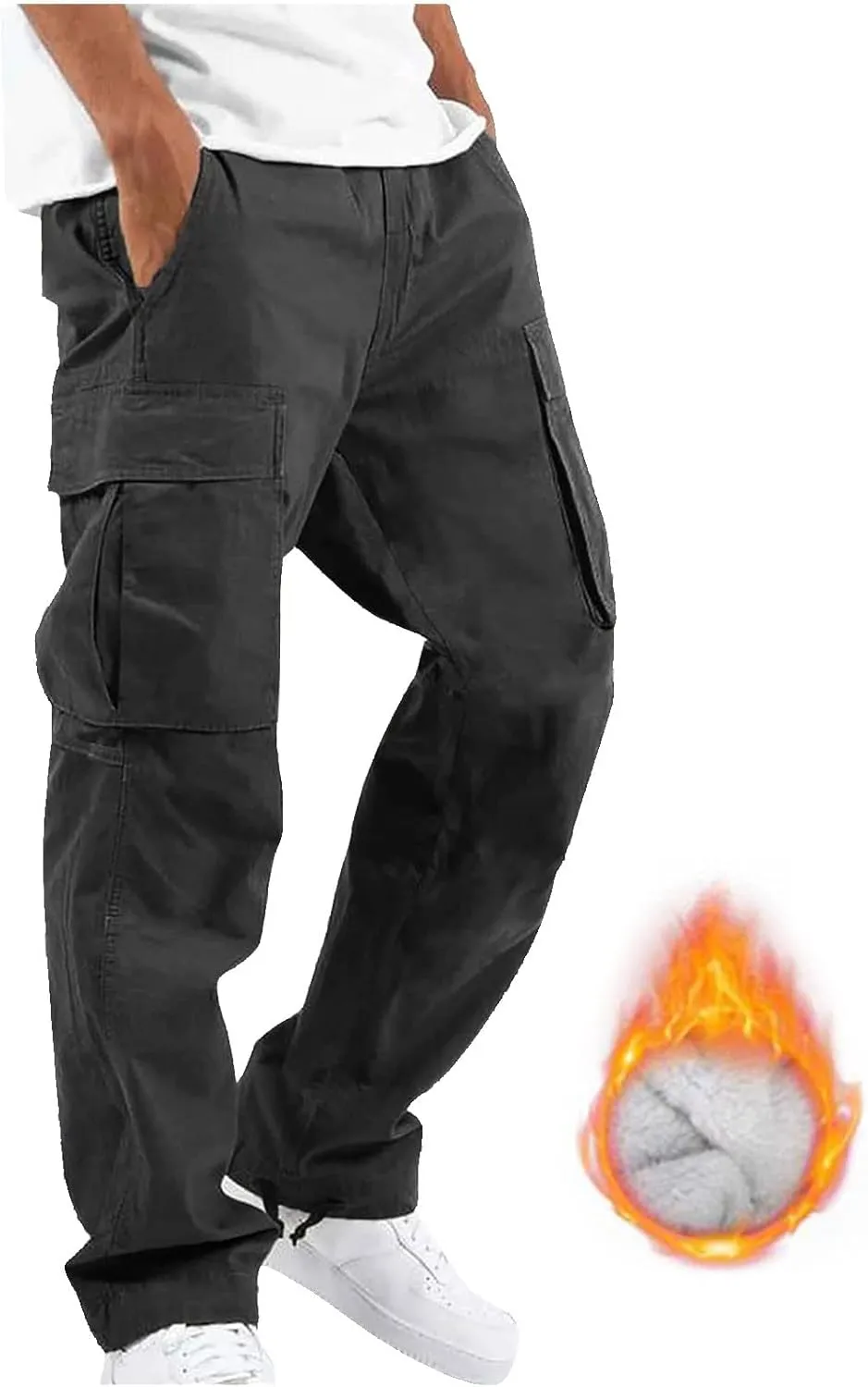Cargo Sweatpants for Men Tapered Stretch Twill Drawstring Athletic Joggers Sweatpants with 6 Pockets Men's Sweatpants