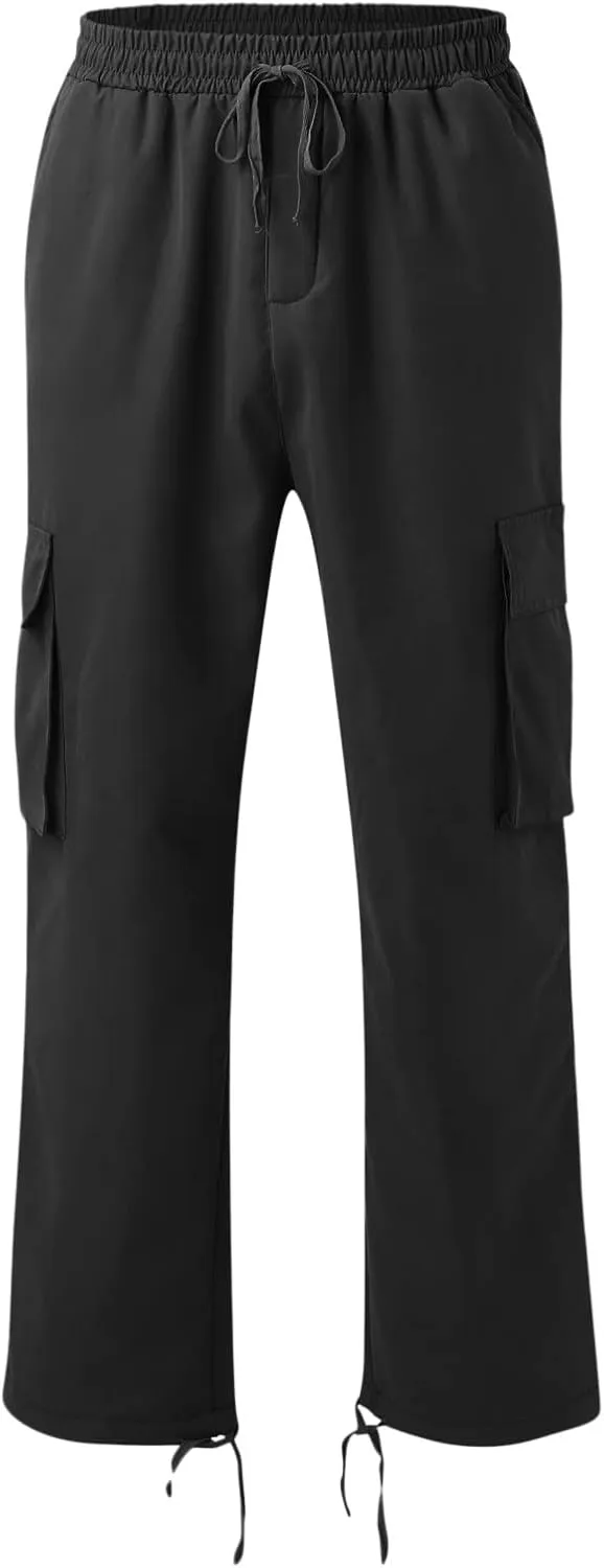 Cargo Sweatpants for Men Tapered Stretch Twill Drawstring Athletic Joggers Sweatpants with 6 Pockets Men's Sweatpants