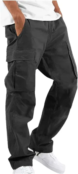 Cargo Sweatpants for Men Tapered Stretch Twill Drawstring Athletic Joggers Sweatpants with 6 Pockets Men's Sweatpants
