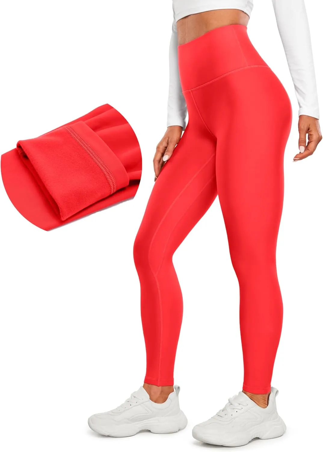 CRZ YOGA Thermal Fleece Lined Leggings Women 28'' - Winter Warm Workout Hiking Pants High Waisted Yoga Tights Full Length
