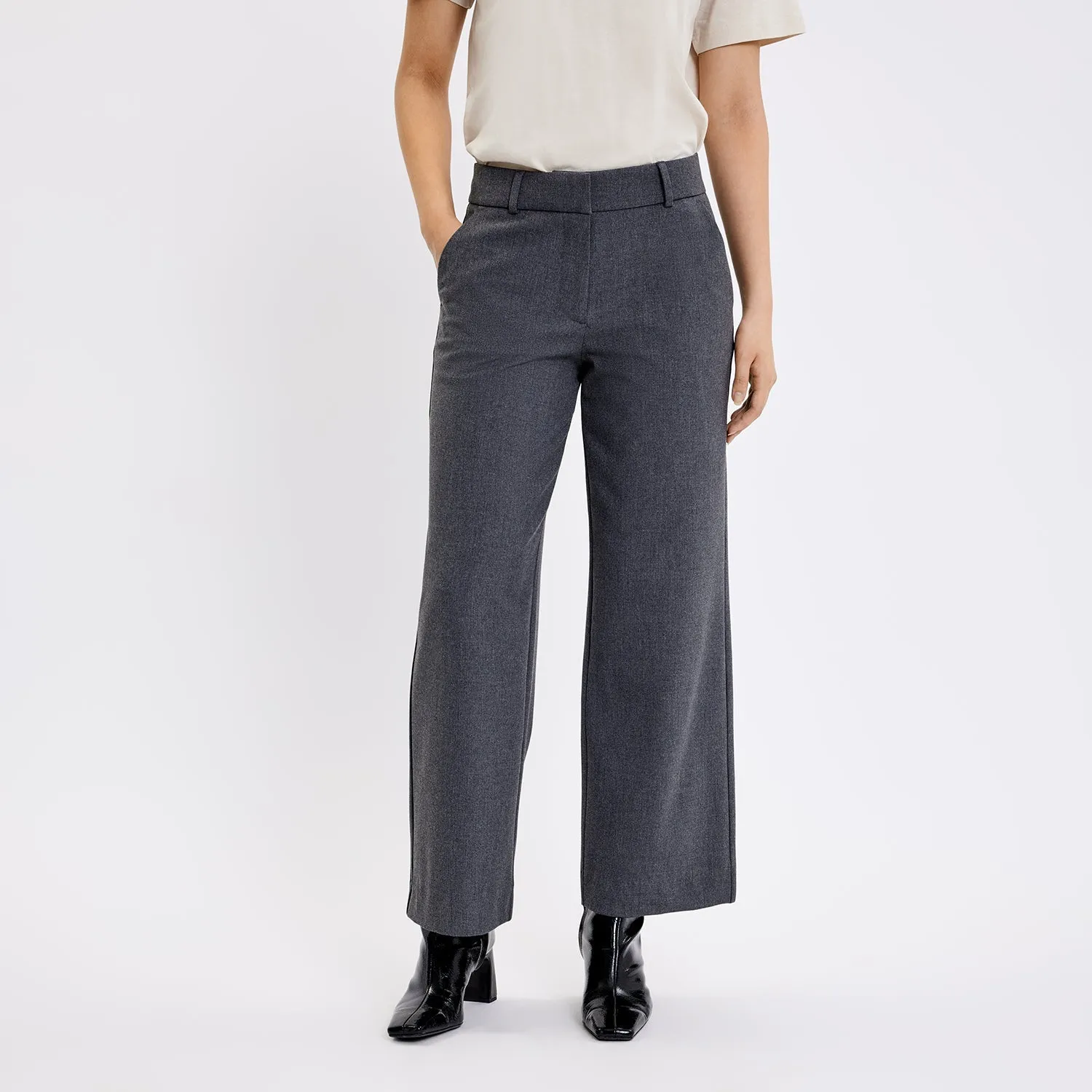 Dena Ankle Pants 285 - Fiveunits - Dark grey mellange