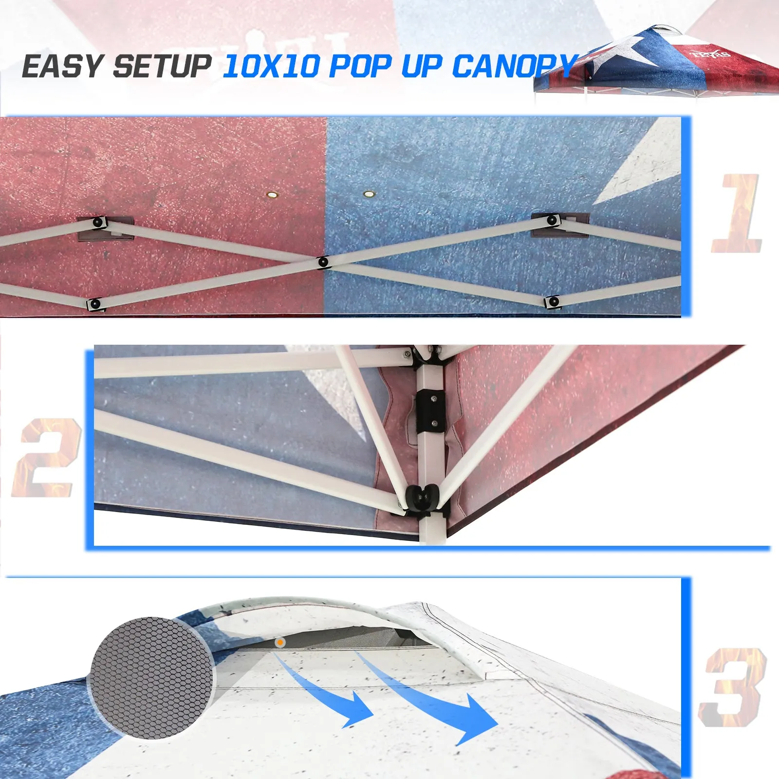 Eagle Peak SHADE GRAPHiX Easy Setup 10x10 Pop Up Canopy Tent with Digital Printed Tex