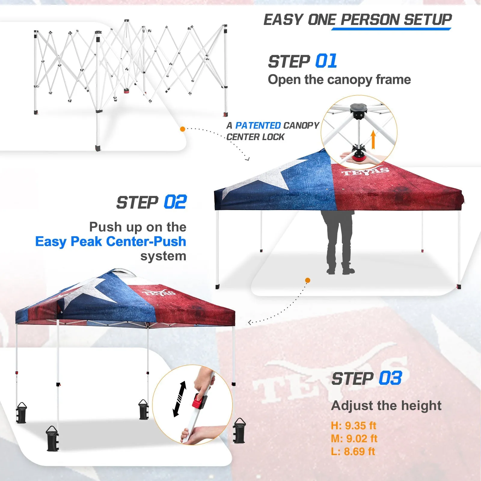 Eagle Peak SHADE GRAPHiX Easy Setup 10x10 Pop Up Canopy Tent with Digital Printed Tex