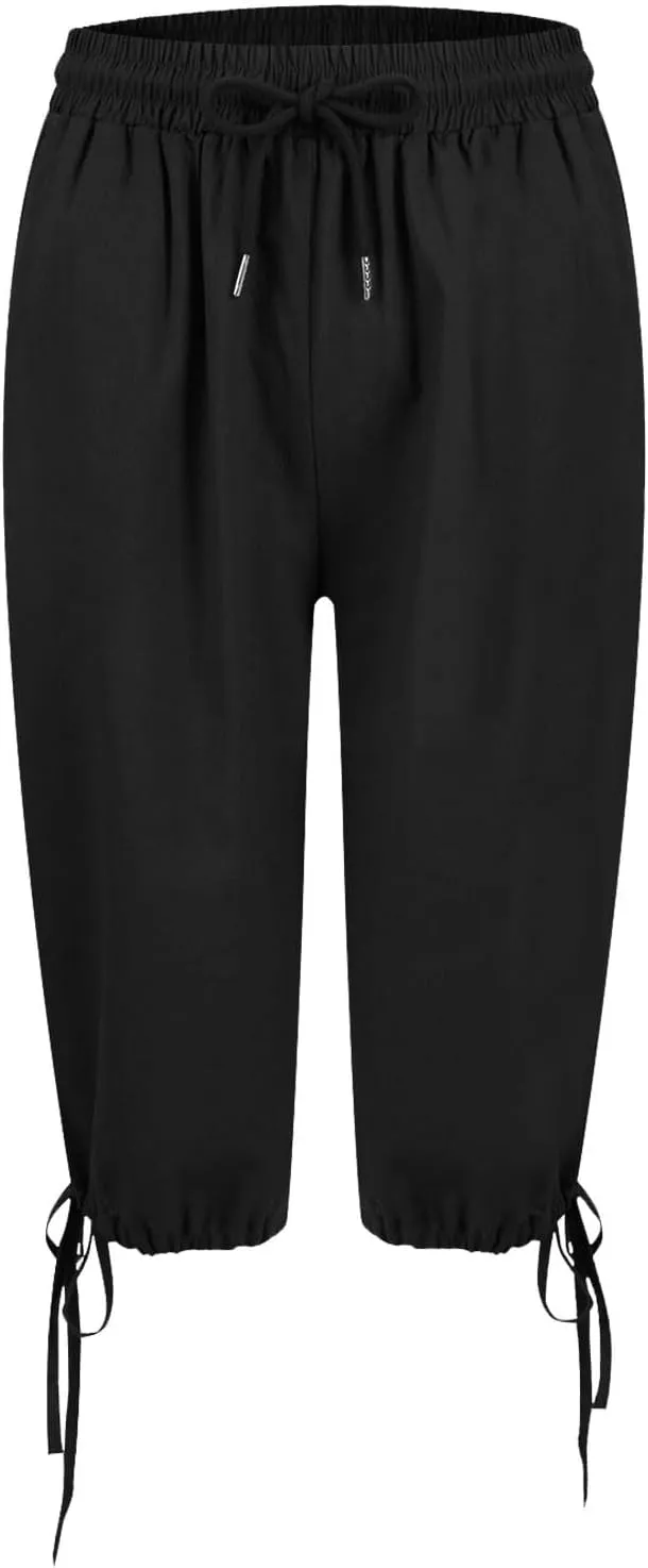 Hiking Pants Women Cold Drawstring Summer Loose Capri Pants for Women Stretch Cargo Petite Womens Capris Linen