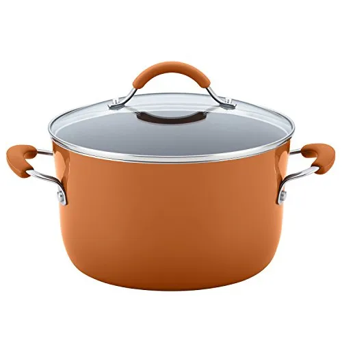 Rachael Ray Cucina Nonstick Cookware Pots and Pans Set, 12 Piece, Pumpkin Orange