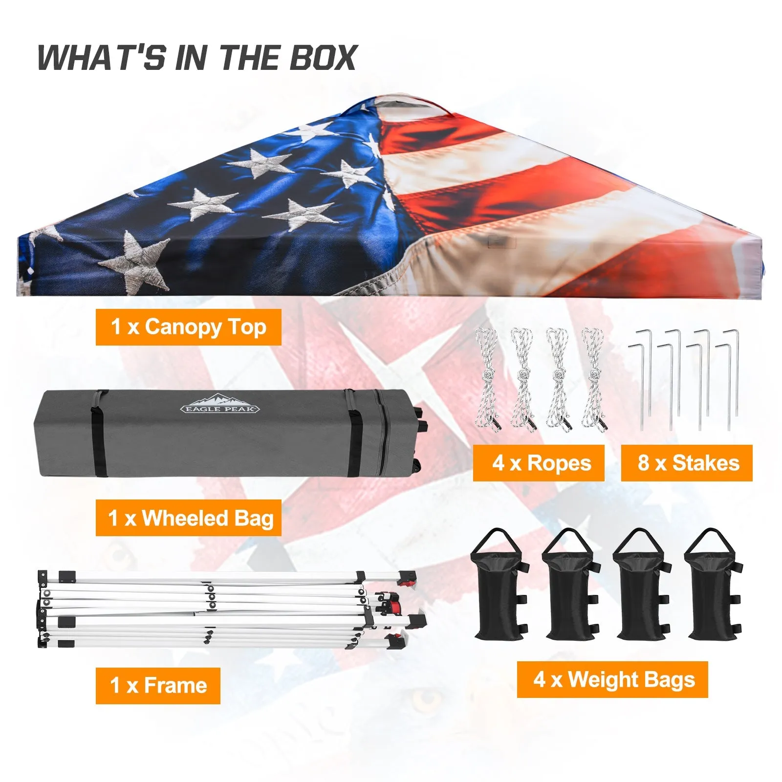 SHADE GRAPHiX Easy Setup 10x10 Pop Up Canopy Digital Printed Tent(Stars and Stripes)