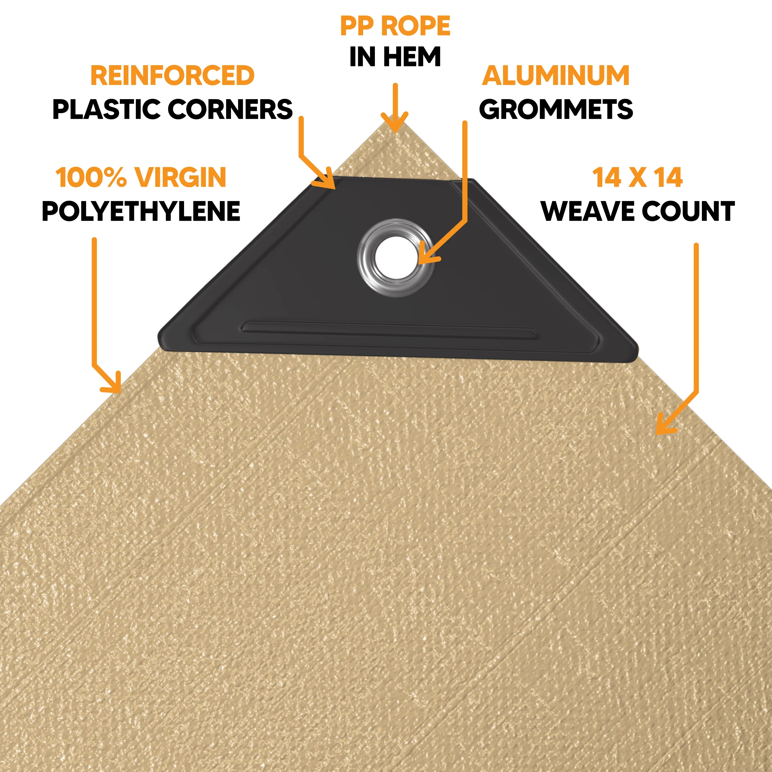 Tan Poly Tarp 14' x 20'