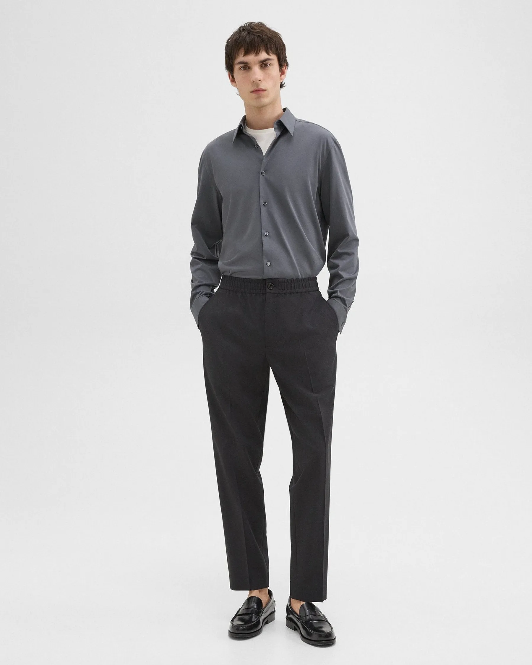 Theory Sylvain Shirt in Structure Knit - Pestle