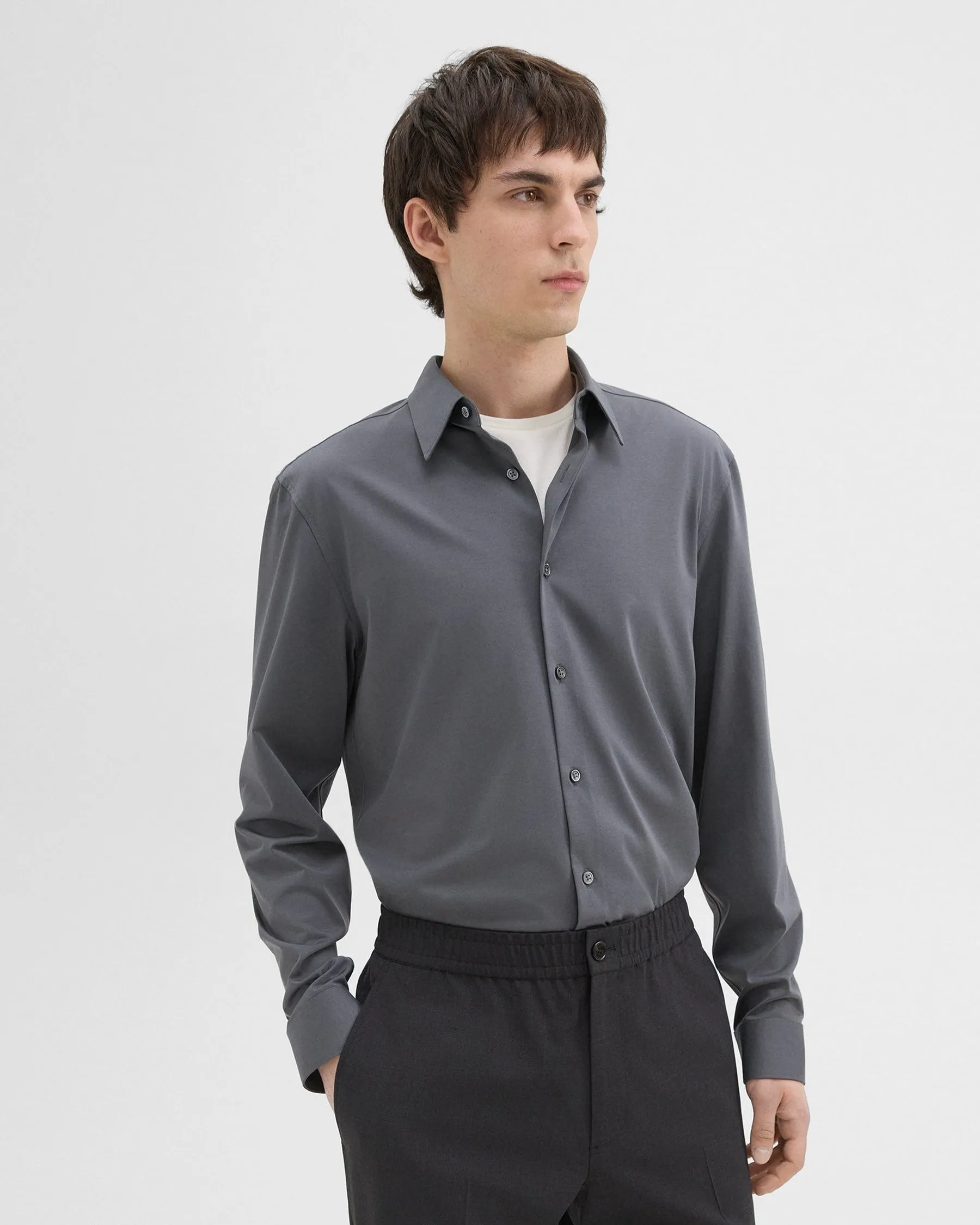 Theory Sylvain Shirt in Structure Knit - Pestle