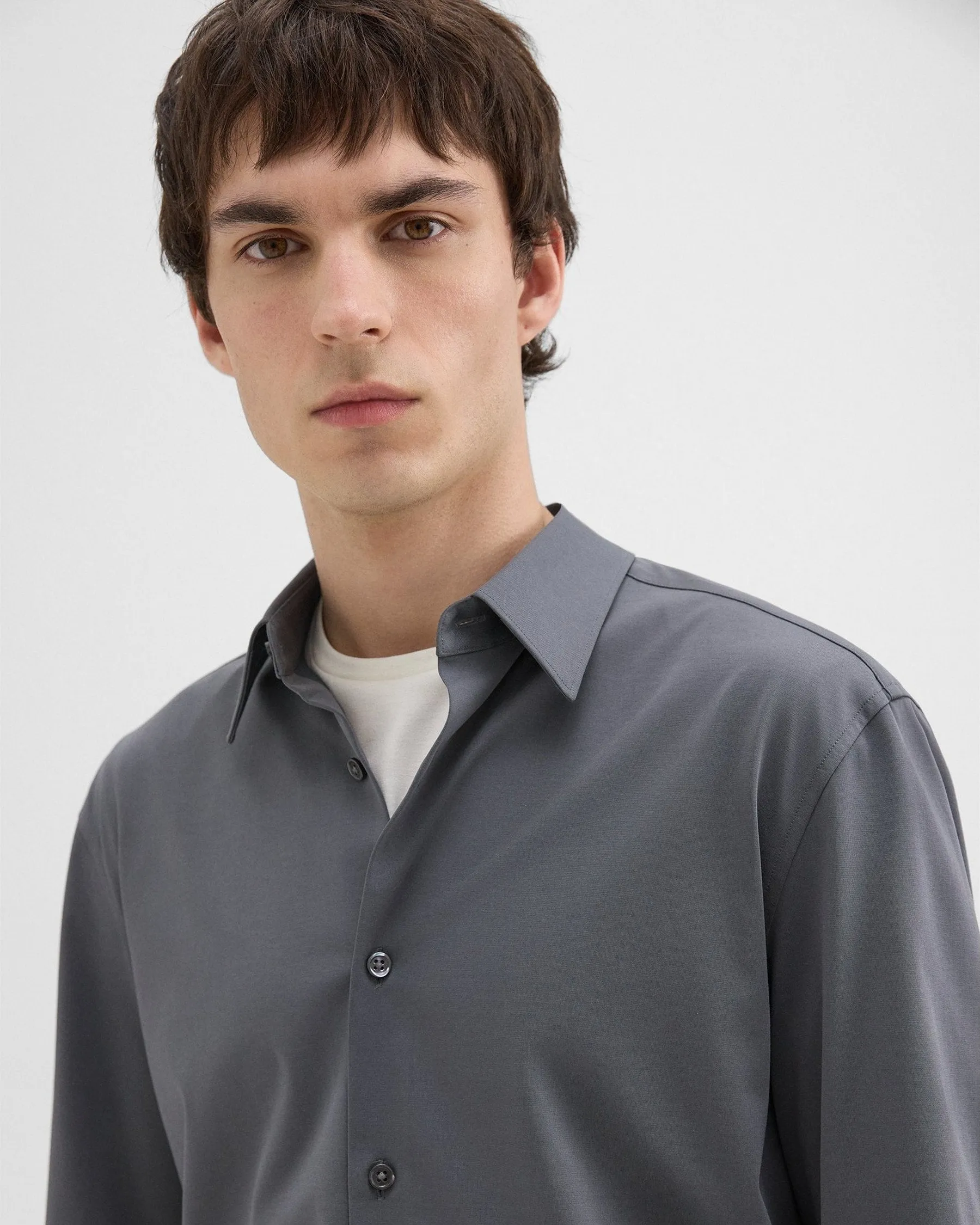 Theory Sylvain Shirt in Structure Knit - Pestle
