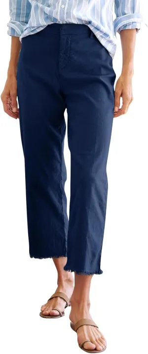 Women Linen Pants Tall Button Petite Short Cargo Capri Pants for Women Stretch Loose Summer Womens Capris Cotton